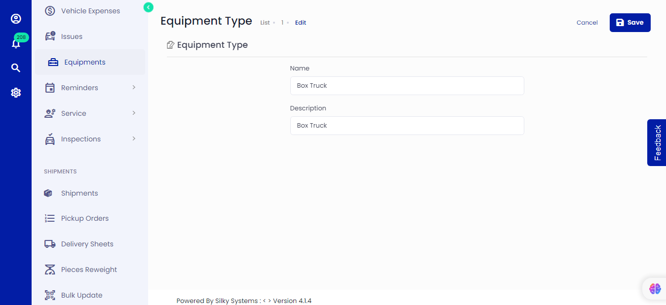 Edit Equipment Types