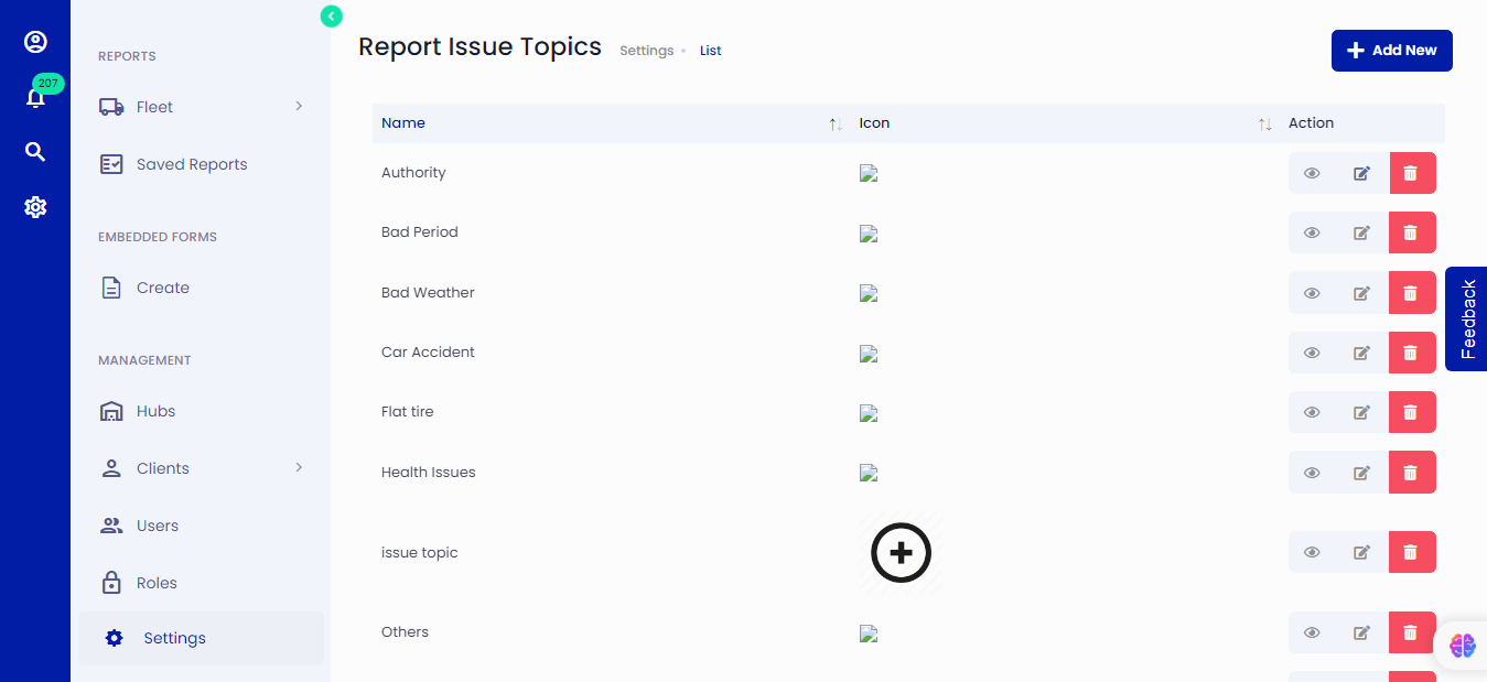 Report Issue Topics