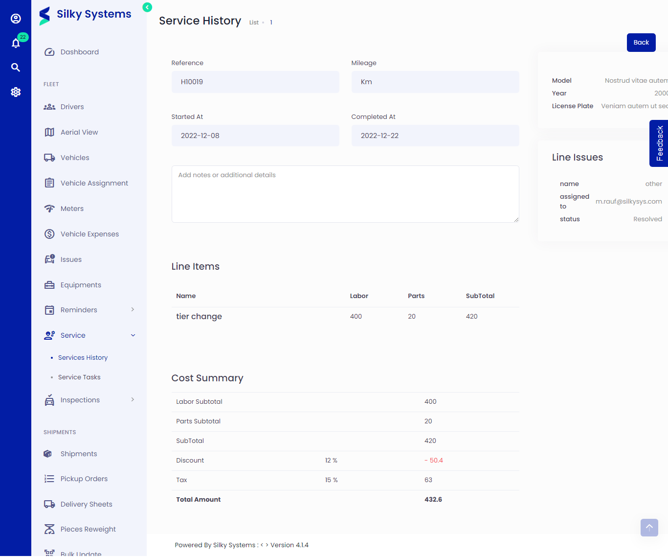 View Service History
