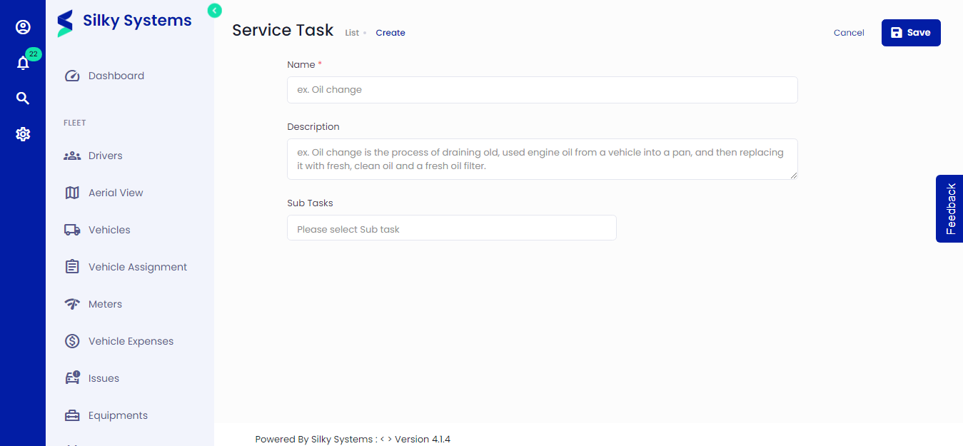 Service Tasks Create