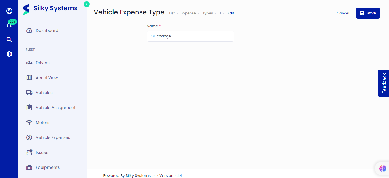 Edit Vehicle Expense Types