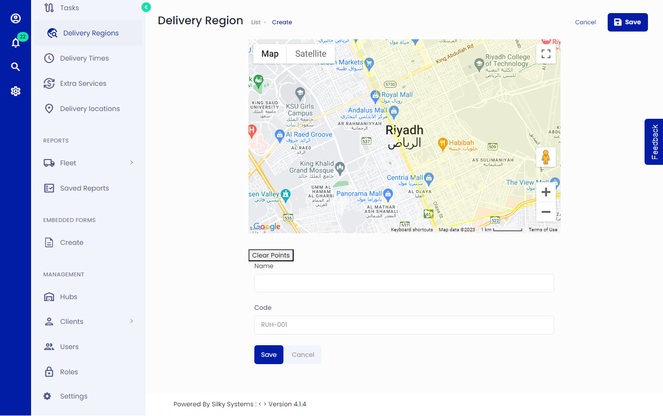 Add Delivery Regions